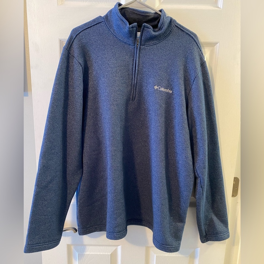 Columbia, mens pullover warm quarter zip, color blue, size XL